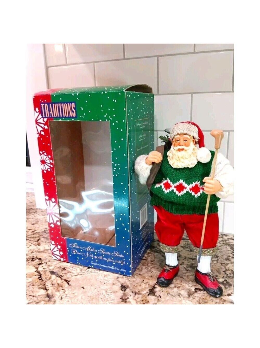 Santa Claus Golfing Table Decor Christmas Holiday Figurine With Box Sports Santa
